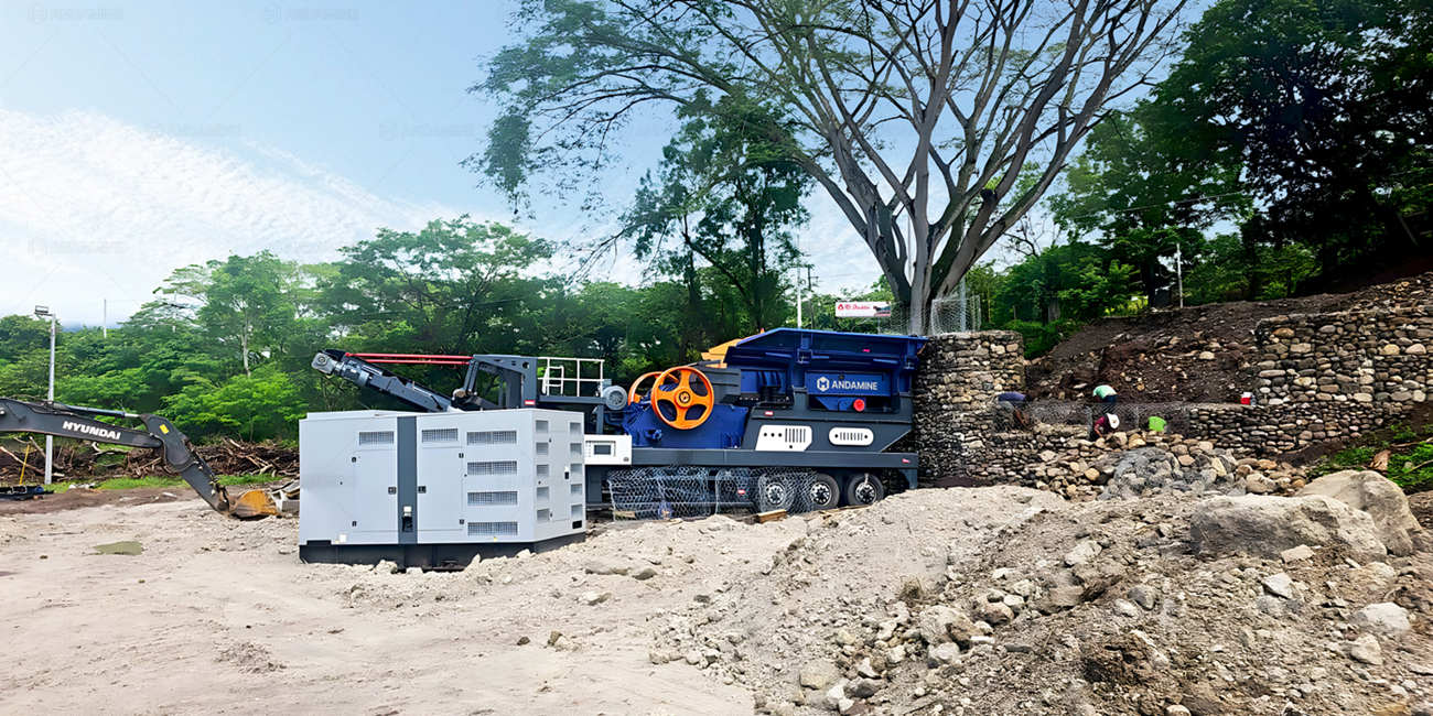 ANDAMINE wheel type mobile jaw crusher after shutdown
