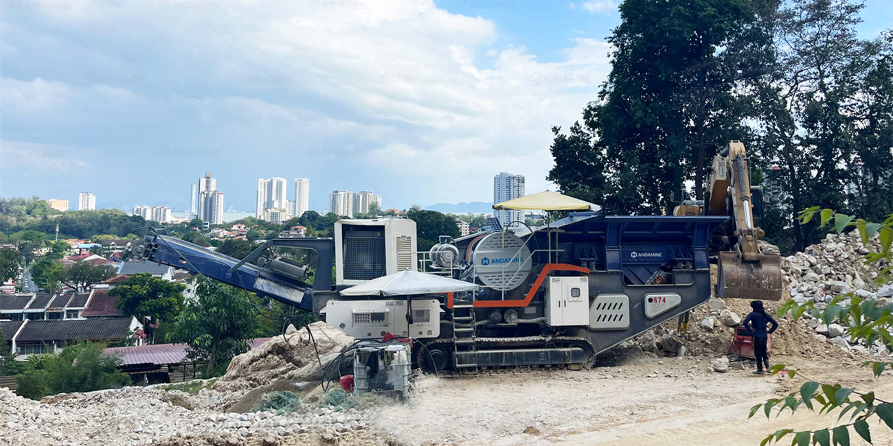 ANDAMINE tracked chassis jaw mobile crusher Malaysia for road construction