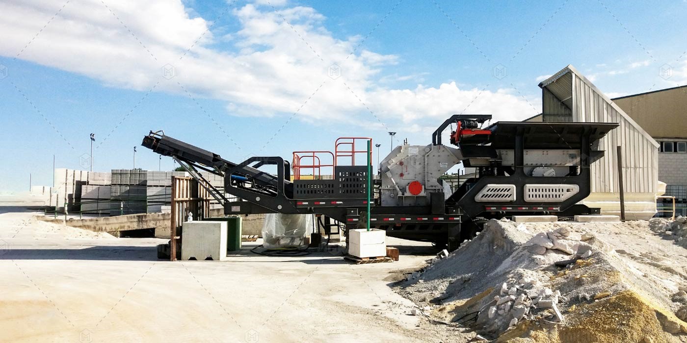mobile impact crushing plant for waste crushing