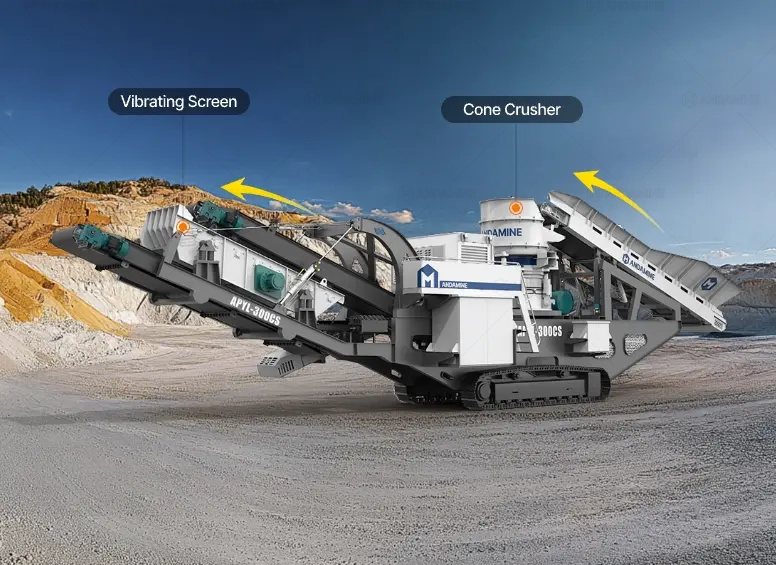 crawler type mobile cone crusher plant