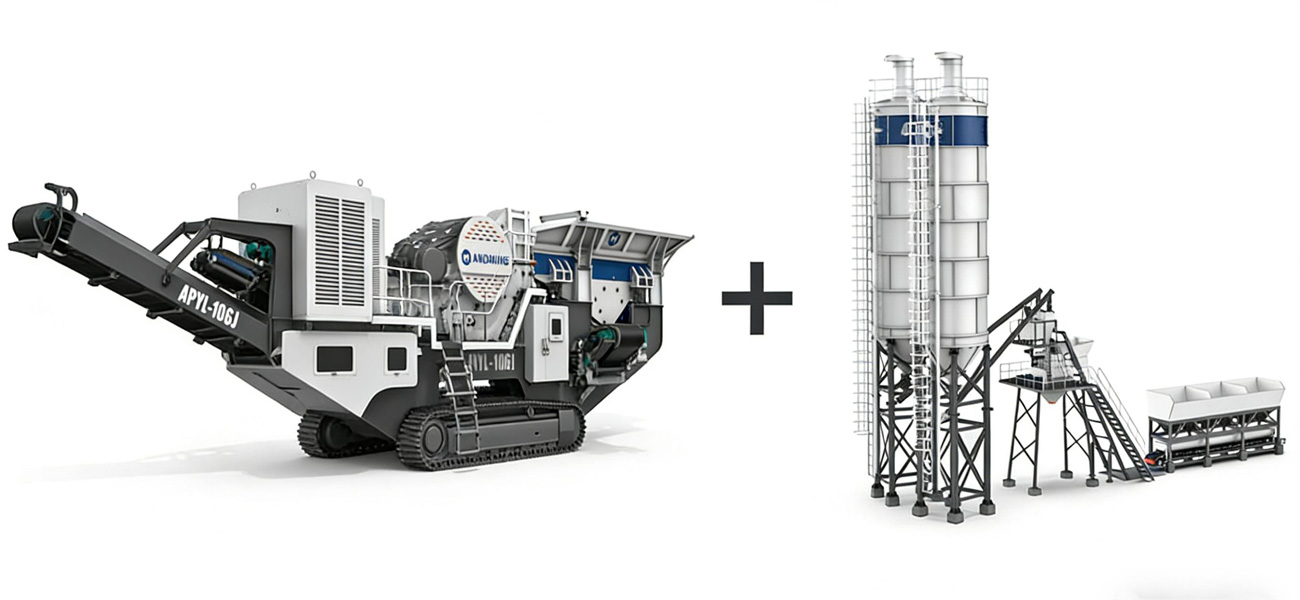 andamine crusher work with concrete plant