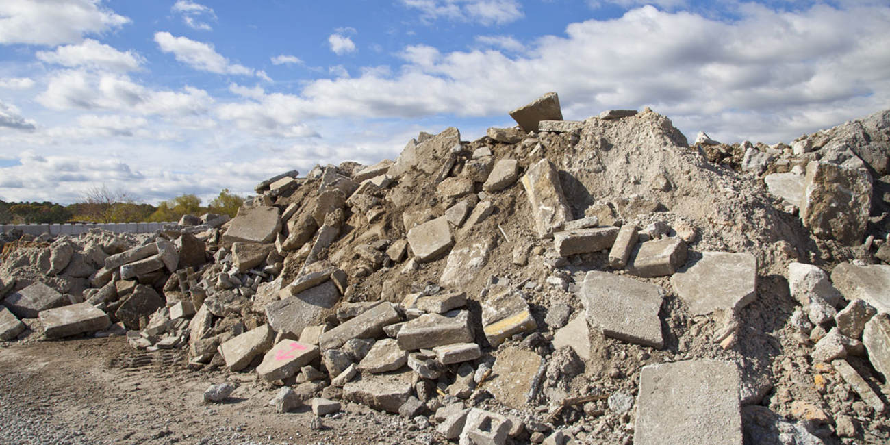recycled concrete debris