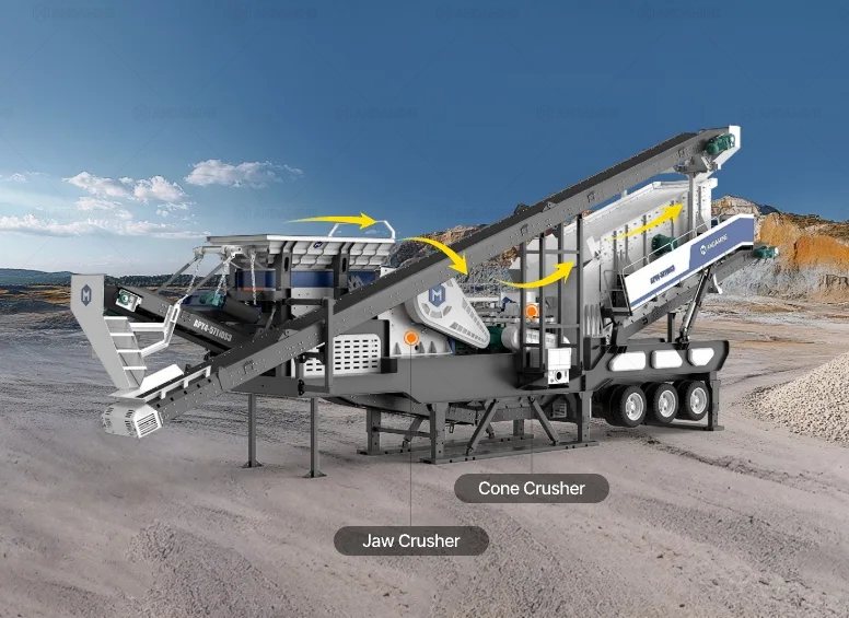 4 in 1 mobile crusher plant for granite crushing