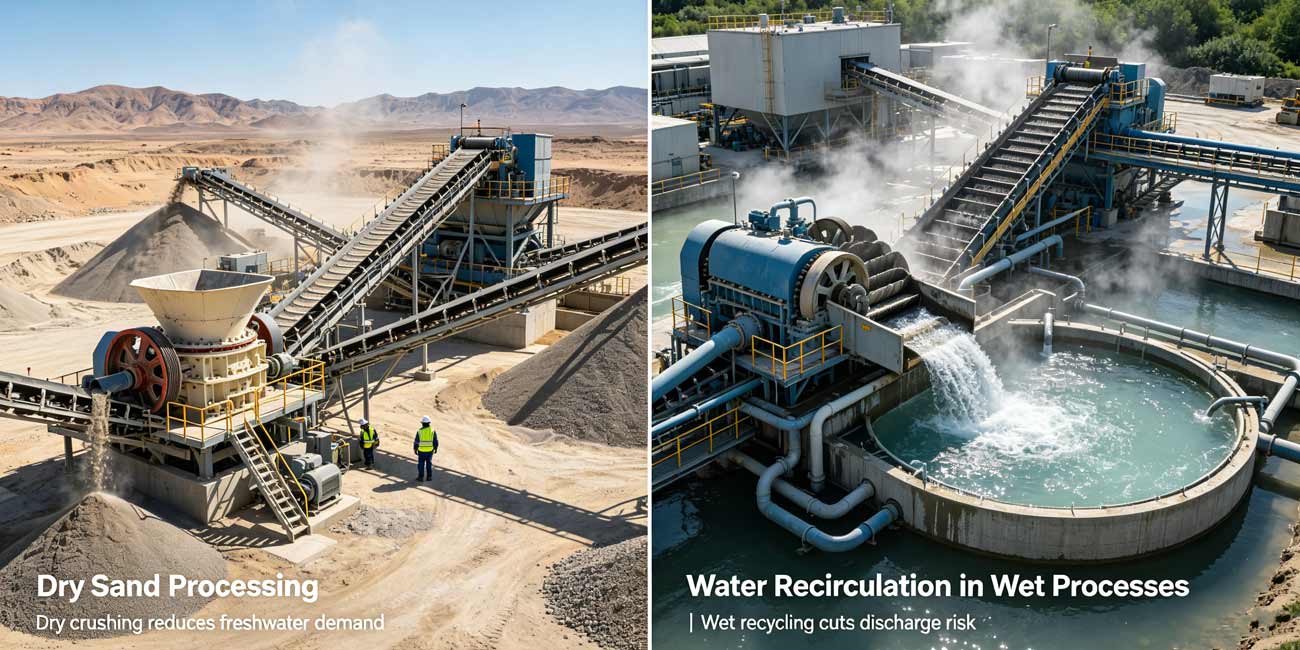 Dry sand processing and wet process