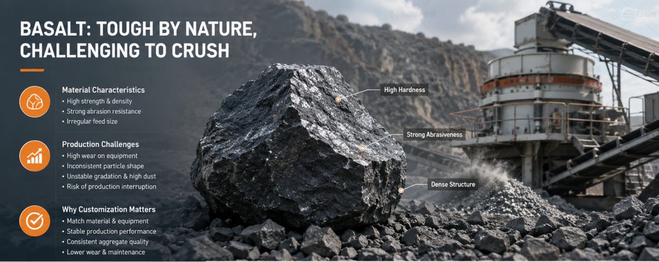 why is basalt difficult to process
