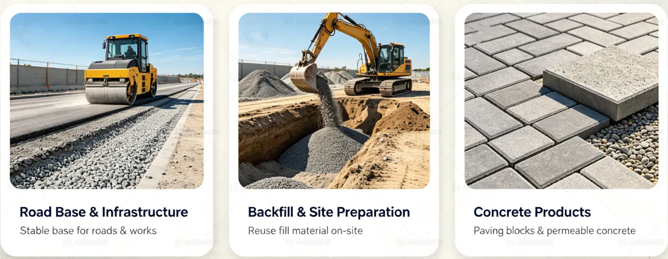main applications of recycled concrete aggregates