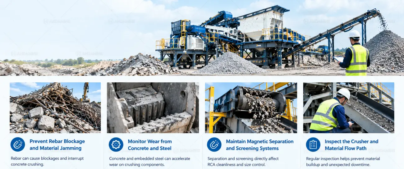 maintenance when crushing reinforced concrete