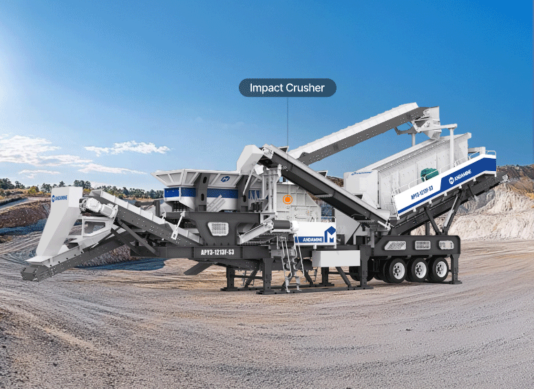 mobile impact crushing plant supporting construction concrete waste crushing and recycling