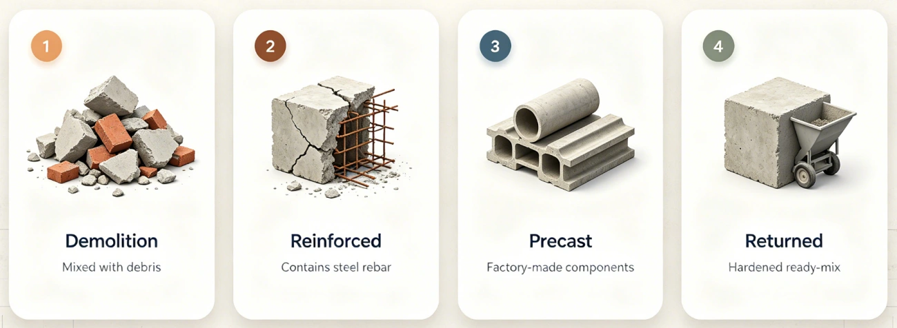 types of concrete waste to be processed